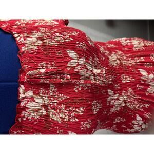 kindred red floral smocked maxi dress cottagecore boho prairie M